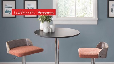 27.5" Scandinavian Contemporary Round Bar Table with Chrome Base - White