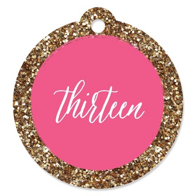 Big Dot of Happiness Chic 13th Birthday - Pink and Gold - Birthday Party Favor Gift Tags (Set of 20)