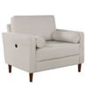 APRILSOUL Off-White Contemporary Style Loveseat, Leatherette Upholstered Bench Style Seating Bolster Pillows - 4 of 4