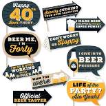Big Dot of Happiness Funny Cheers and Beers to 40 Years - 40th Birthday Party Photo Booth Props Kit - 10 Piece