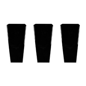 HC Companies Cascade 15" Square 32 Inch Tall Self Watering Indoor/Outdoor Decorative Flower Planter Pot w/Soil Saving Pot Liner, Black Onyx (3 Pack) - 1 of 4