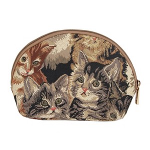 Signare USA Cat Animal Design Brown Cosmetic Make Up Bag - 1 of 4
