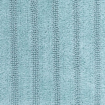 Linear Light Blue Cotton Reversible Bath Rug 20 x 30