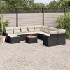 vidaXL Patio Sofa Set with Cushions Outdoor Furniture 14 Piece Poly Rattan - Black and Cream - 2 of 4