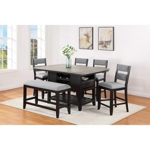 NicBex 59" Dining Table Set for 6 Counter Height Wooden Dining Table Storage Base with 4 Chairs 1 Bench for Kitchen - 1 of 4