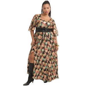 June + Vie by Roaman's Metallic Printed Maxi Dress - 1 of 4