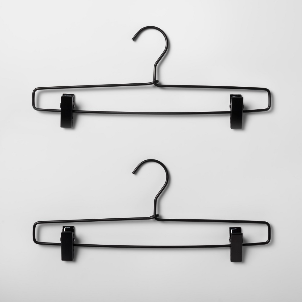 2pk Metal Pant Hangers with Clips Black - Brightroom™: Stainless Steel, Non-Slip, Adult Use, 1 Year Warranty