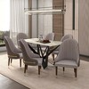 LeisureMod Dining Chair Upholstered in Leather Ripple Back Design with Rubberwood Frame and Legs with Gold Accents Elara Collection - 3 of 4