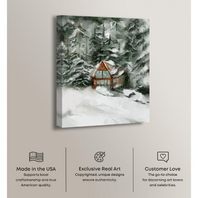 Winter Landscape 16" x 20" Canvas Wall Art in Watercolor