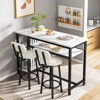 Hooseng 3-Piece Dining Room Table Set with 2 Upholstered Bar Stools, Modern Farmhouse Style Bar Table Set for 2 with Multiple Tier Storage Shelves - 2 of 4