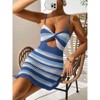 Coolmee Women Cover Up American Striped Suspenders Sexy Cut Out Lace Up Halter Bodycon Mini Beach Dress - 2 of 4