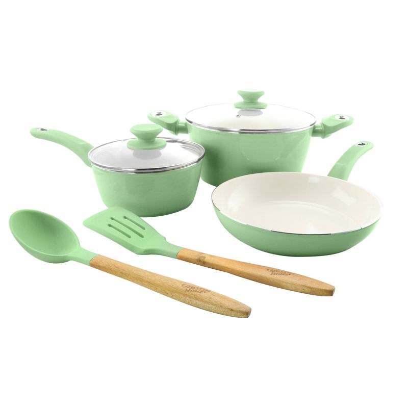 Gibson Home Plaza Cafe 7 Piece Essential Core Aluminum Cookware Set in Mint, 3 of 7
