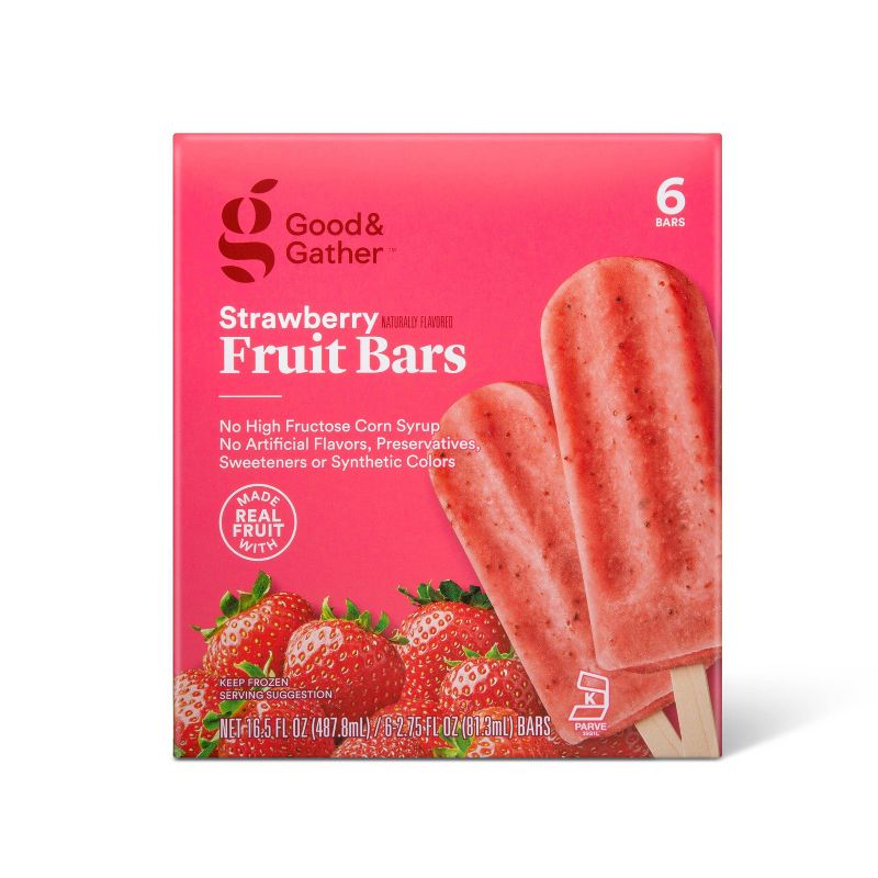 Frozen Strawberry Fruit Bars - 16.5oz/6ct - Good &#38; Gather&#8482;, 1 of 5