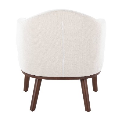 Ahoy Cream Mid-Century Modern Wood Accent Chair