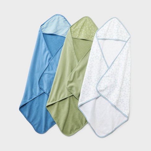 Baby 3pk Hooded Towel Cloud Island Green Target