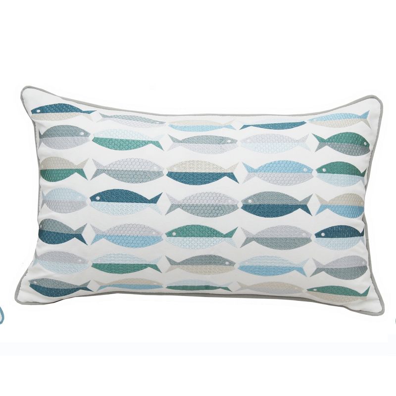 RightSide Designs Fish Pattern Indoor / Outdoor Lumber Throw Pillow, 1 of 5