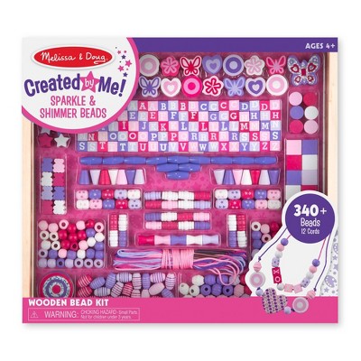 Melissa & Doug Sweet Hearts Wooden Bead Set With 120 Beads and 5 Cords for Jewelry-Making 4175 