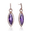 Guili Cubic Zirconia Sterling Silver Rose Plated Amethyst Teardrop Earrings - 2 of 2