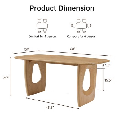 Modern Dining Table Set for 4, 68'' Rectangle Dining Table with 4 Chairs, ith Pedestal Base, Dinner Table for Dining Room, Kitchen-Morden Fort