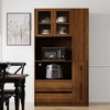 Okak Modern Tall Cabinet, Storage Cabinet with 2 Doors and 3 Drawers, Kitchen Cabinet for Living Room, Bedroom and Office, Walnut - 3 of 4