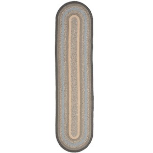 Earth Rugs Oval Braided Rug in Charcoal, Gray, and Ivory – Neutral Jute Accent Mat - 1 of 3