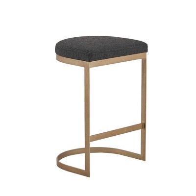 Eugene Swivel Backless Counter Stool in Charcoal and Antique Gold
