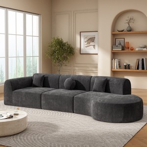 Christopher Knight Home Ilka 140" Modern Fully Compressed Sponge 5 Seater Curved Sectional Sofa - 1 of 4