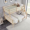 INFURNIC Beds Twin Over Full Bunk Bed with Guardrails Sturdy Wooden Frame and Ladder for Kids Teens, Brown, 78.35"*59.06"*61.81" - 2 of 4