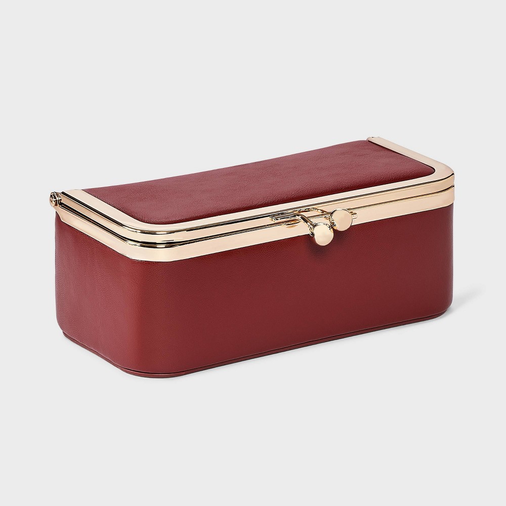 Medium Kiss Lock Frame Travel Storage Jewelry Organizer - A New Day™ Dark Red