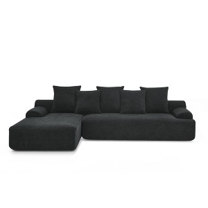 TiramisuBest 110.25"x67" Modern Upholstered L-Shaped Sofa, Modular Compressed Velvet Couch, Space-Saving Sofa for Living & Bedroom, Black - 1 of 4