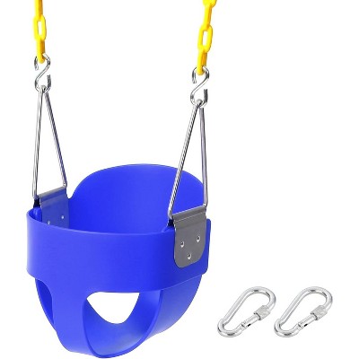 Hotraffy High Back Full Bucket Toddler Swing Seat with Yellow Coated Chains Fully Assembled Baby Swing Set Accessories(blue)
