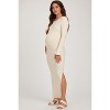 PinkBlush Cream Ribbed Side Slit Maternity Maxi Dress - 3 of 4