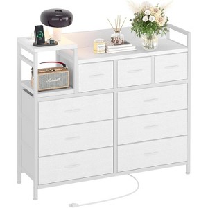 9-Drawer Storage Dresser - Steel/MDF Frame with Charging Station, 3-Size Drawers for Bedroom/Living Room - 1 of 4