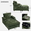 Convertible Sleeper Chair Bed with Ottoman,Oversized Chenille Sofa Chair with Cupholders USB Ports Armrest Storage for Living Room-Baofuwish - 4 of 4