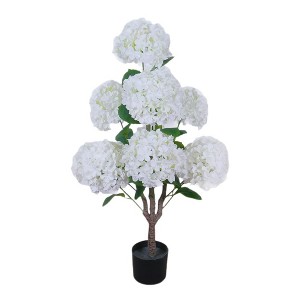 Artificial Hydrangea Tree, Fake Hydrangea Tree - 3ft Blooming Flower Tree with Realistic Leaves/Plastic Planter, Indoor/Outdoor - 1 of 4