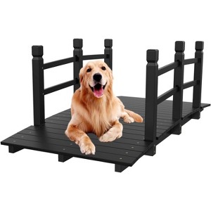 VINGLI 5 ft Garden Bridge, Wooden Arch Bridge with Safety Rails, Decorative Footbridge for Patio, Creek - 1 of 4