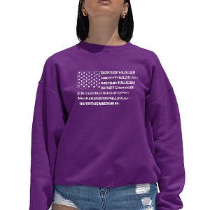 LA Pop Art Women's Word Art Crewneck Sweatshirt - Glory Hallelujah Flag - 1 of 4