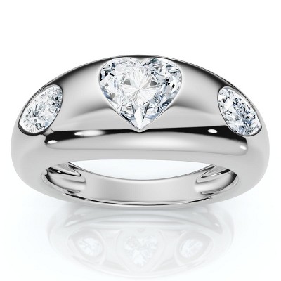 Pompeii3 1 3/10Ct Sloan Heart Shape Flush Set Diamond Dome Band 14k Gold Lab Created EF/VS