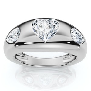 Pompeii3 1 3/10Ct Sloan Heart Shape Flush Set Diamond Dome Band 14k Gold Lab Created EF/VS - 1 of 4