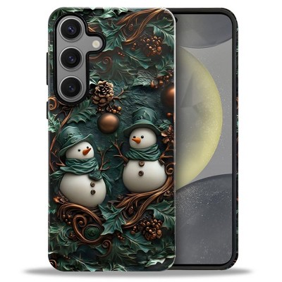 BONGEEK Case Compatible with Samsung Galaxy S23 FE,Scratch Resistant Hybrid 2-Layer Hard Shell Bright Phone Case,Christmas Retro Snowman Green