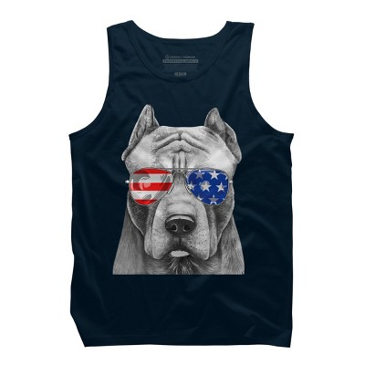 Men's Design By Humans American Pitbull With Sunglasses By Tank Top