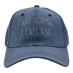 I Was Normal 3 Cats Ago Hat Funny Sarcastic Kitten Lovers Cap - Crazy Dog Blue Standard - 1 of 4