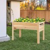 Costway 48'' Wood Raised Garden Bed w/Tool Hook Elevated Planter Stand w/Funnel Design - 2 of 4