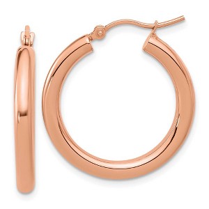 Black Bow Jewelry 3mm Round Hoop Earrings in 14k Rose Gold, 26mm (1 Inch) - 1 of 4