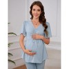 Maternity Drawstring V Neck Top Casual Short Sleeve Pregnancy T-Shirt - 3 of 4