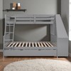 Twin over Full Bunk Bed with Trundle, Built-in Desk, 3 Storage Drawers & Shelf, Guardrails & Ladder - 4 of 4