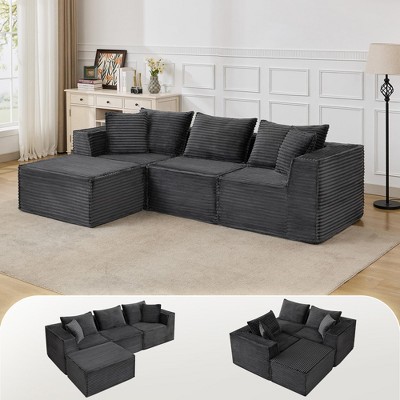 Modular Sectional Sofa,Modern Cloud Sectional Couch with Deep Seat, Boneless Couch with Chaise for Living Room Apartments Bedroom