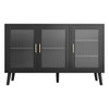 Storage Cabinet with 3 Long Rainbow Glass Doors, Large Capacity Particleboard Sideboard, Modern for Kitchen, Dining, or Living Room Black - 3 of 4