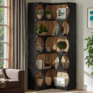 Hommoo 71" Tall L-Shaped Corner Bookcase, 5-Tier Etagere Shelf for Home Office - 1 of 4