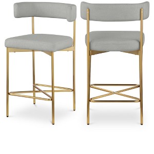 Meridian Furniture,Rivage Light Grey Durable Linen Textured Fabric Stool, Set of 2 - 1 of 4